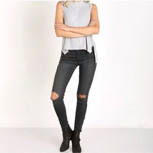 Free People Skinny Jeans Patsy Hazy Blue Gray Distressed